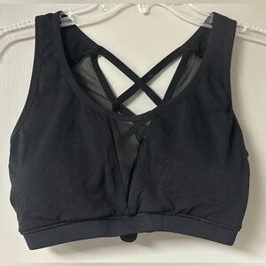BKE Black Bralette with Criss-Cross Straps and Mesh Details